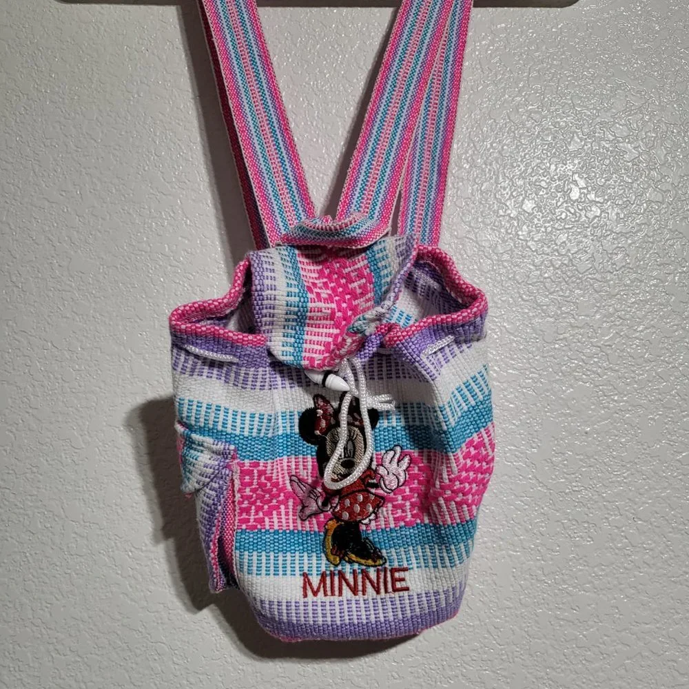 Disney Handwoven Minnie‎ Mouse Handmade Small Backpack in Pink and Blue